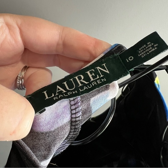 Lauren Ralph Lauren Black and Blue Floral Sheath Dress Size 10 - Picture 5 of 8